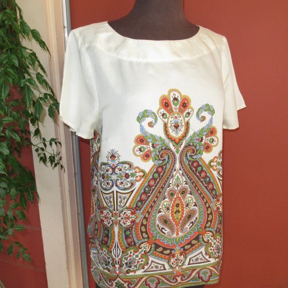 Talbots 100% Silk Paisley Pattern Blouse 12P